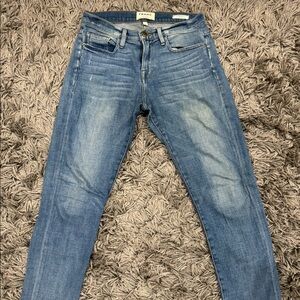 Vintage Frame straight leg raw hem light wash jeans